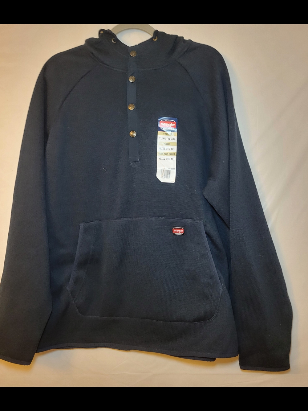 Wrangler Navy Hooded Snap Pullover with Kangaroo Pocket